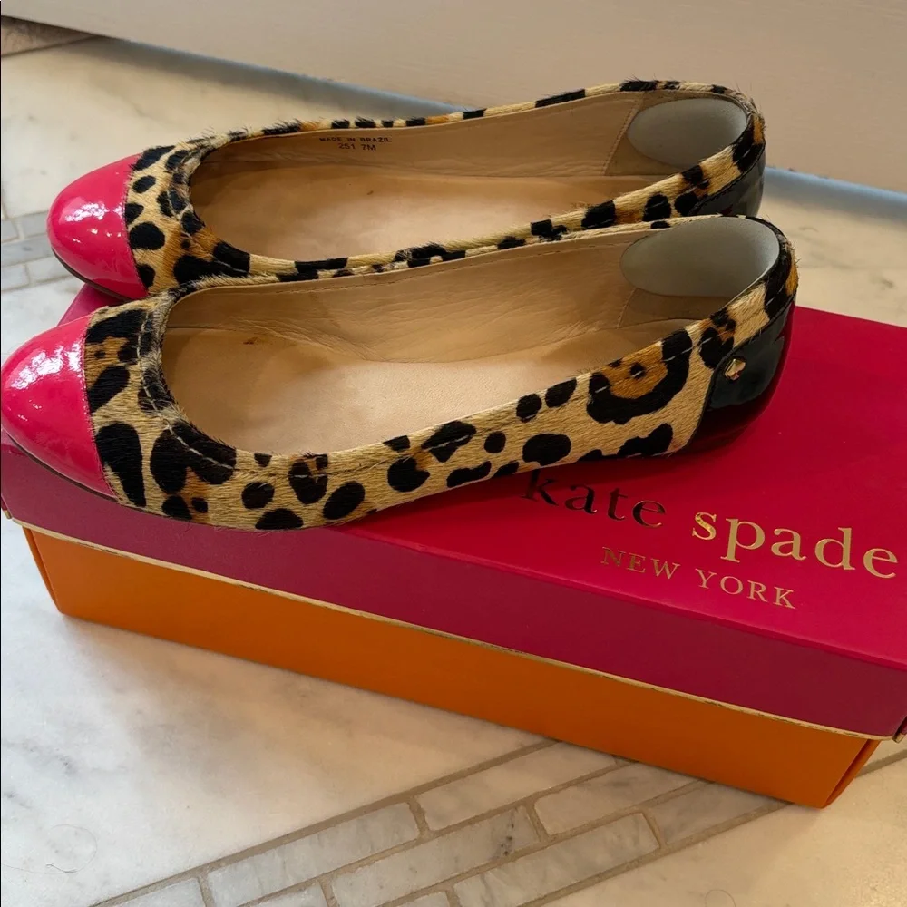 Kate Spade Leopard Print Flats with Pink Toes - Picture 2 of 4